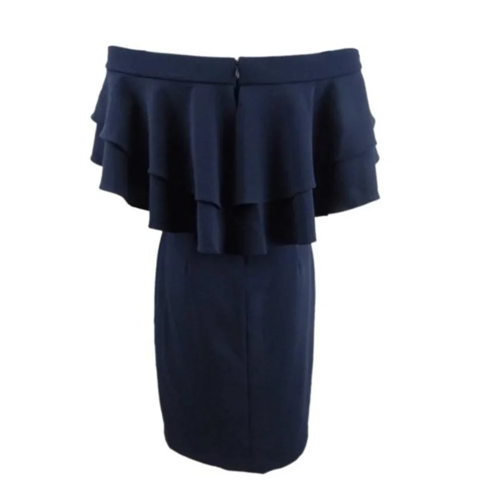 NWT Lauren Ralph Lauren Tiered Ruffle Overlay Sheath Dress - Picture 4 of 6